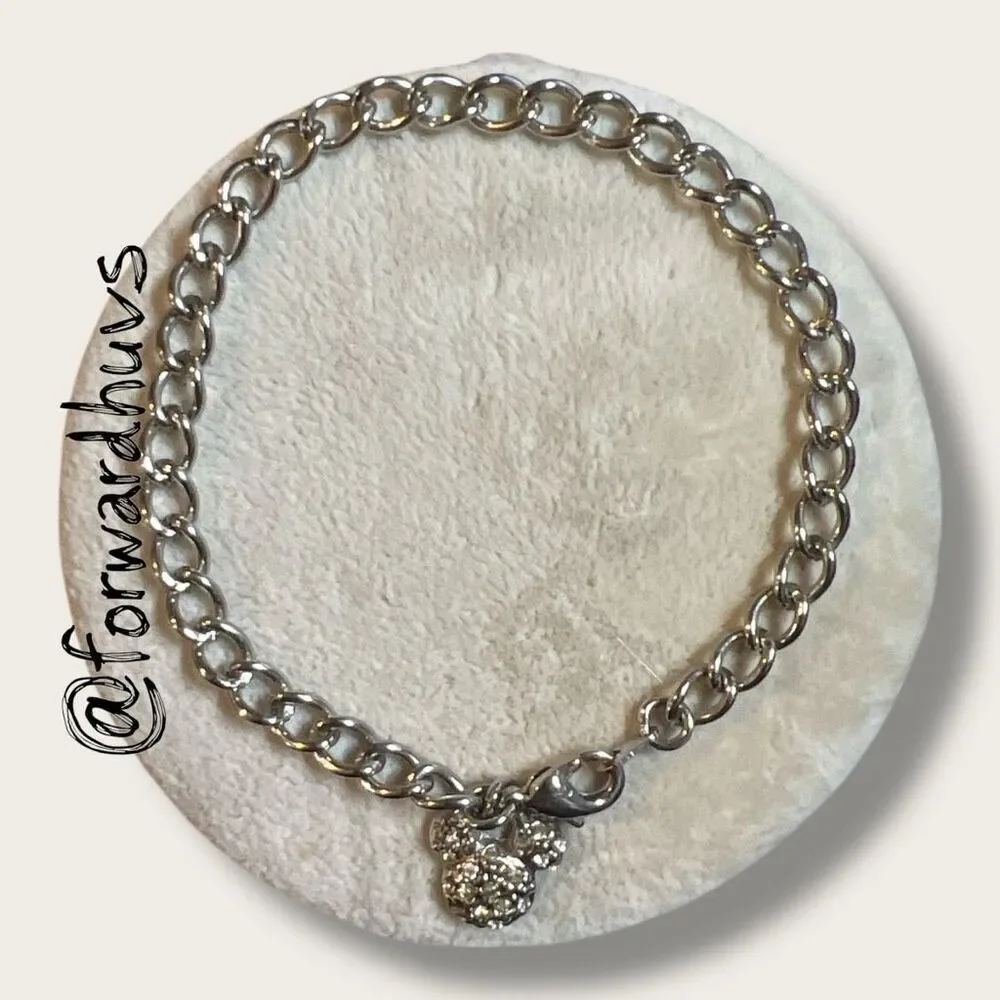Disney Mickey Mouse Charm Bracelet – Silver Tone – 7”
